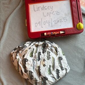 Posh Peanut Gray Tractor Print crib sheet